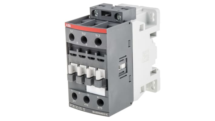 Contattore ABB 1SBL297001R1300 AF, 3 poli 3NO, 24 A, 230 V cc, montaggio a vite M4, dimensioni 86 x 45 x 86 mm.