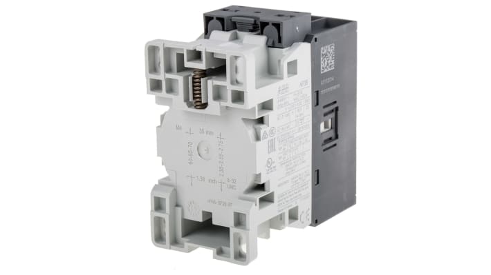 Contattore ABB 1SBL297001R1300 AF, 3 poli 3NO, 24 A, 230 V cc, montaggio a vite M4, dimensioni 86 x 45 x 86 mm.