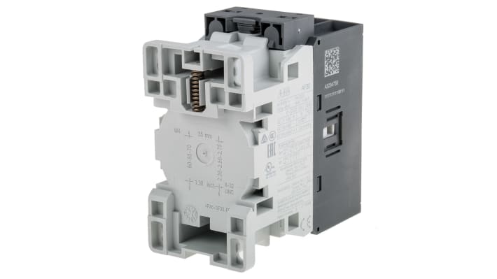 Contattore ABB 1SBL277001R1300 AF, 3 poli, 21 A, 230 V cc, montaggio su guida DIN, dimensioni 86 x 45 x 86 mm.