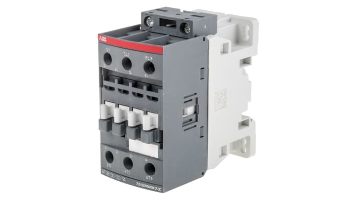 Contattore ABB 1SBL297001R1400, 3 poli 3NO, 24 A, bobina 250-500 V, dimensioni 86x45x86 mm, temperatura -40°C/+70°C.