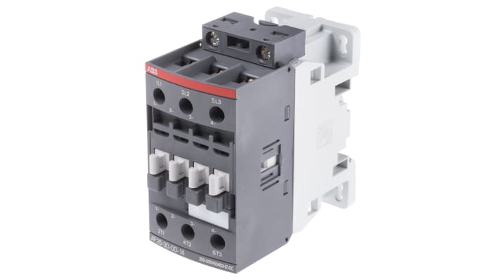 Contattore ABB 1SBL237001R1400 AF26-30-00-14, 3 poli 3NO, 17 A, bobina 250-500 V, dimensioni 86x45x86 mm.
