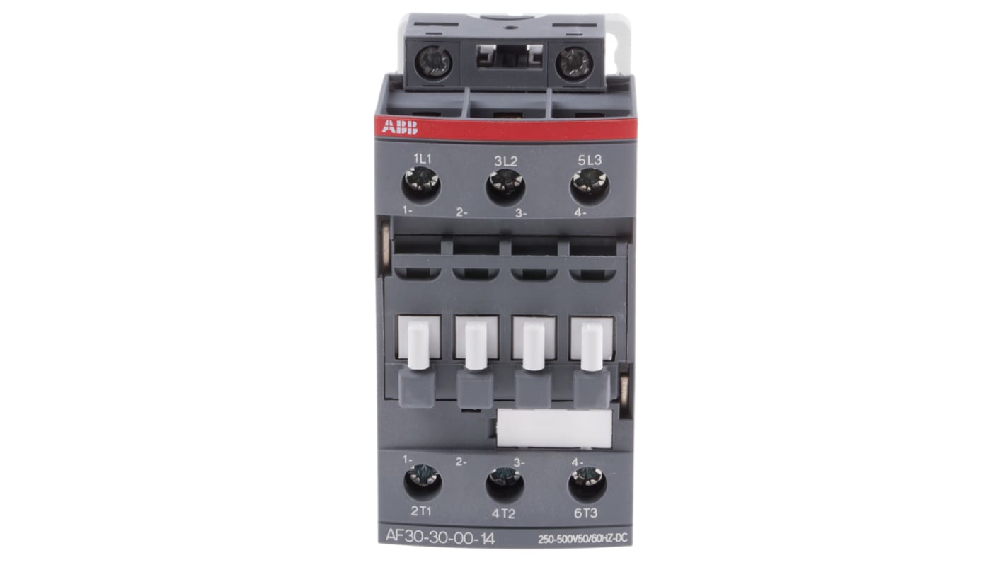Contattore ABB 1SBL277001R1400 AF30-30-00-14, 3 poli 3NO, 21 A, 690 V, dimensioni 86x45x86 mm, montaggio a vite.