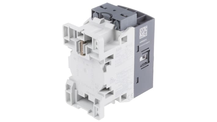 Contattore ABB 1SBL156001R2101 AF12Z-30-01-21, 3 poli, 9 A, bobina 60 V c.c., dimensioni 80x45x77 mm.