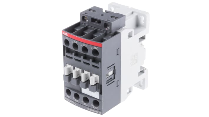 Contattore ABB 1SBL177001R1201 AF, 3 poli, 3 NA, 10,5 A, bobina 110 V c.c., dimensioni 45x80x77 mm.