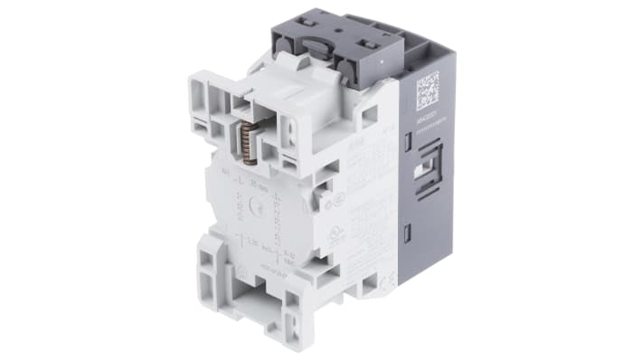 Contattore ABB 1SBL177001R1401 AF 3 poli 3NO, 10.5 A, 690 V, bobina 250-500 V, dimensioni 45x80x77 mm.