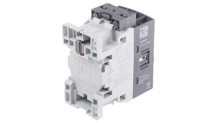 Contattore ABB 1SBL176201R2100 AF, 4 poli, corrente 10,5 A, tensione bobina 24 V, dimensioni 86x45x77 mm.