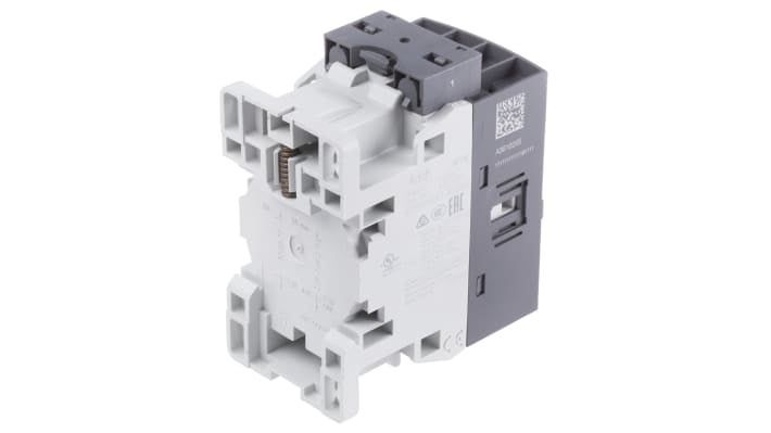 Contattore ABB 1SBL177201R1200, serie AF, 4 poli 4NO, corrente 30 A, montaggio su guida DIN, dimensioni 45x80x77 mm.