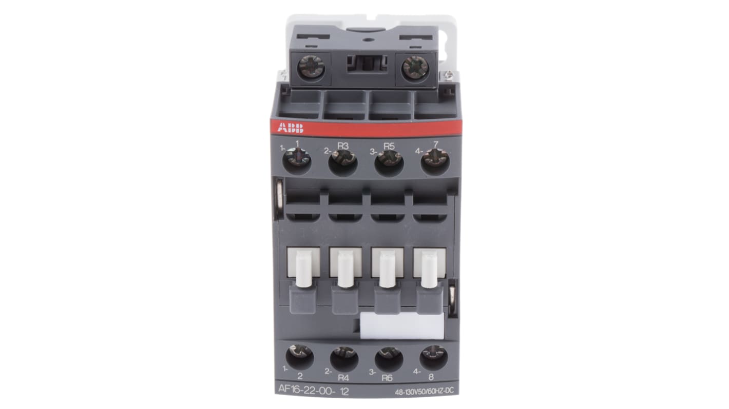 Contattore ABB 1SBL177501R1200 AF, 4 poli, 30 A, 7,5 kW, 110 V, dimensioni 45x80x77 mm, protezione transitori.