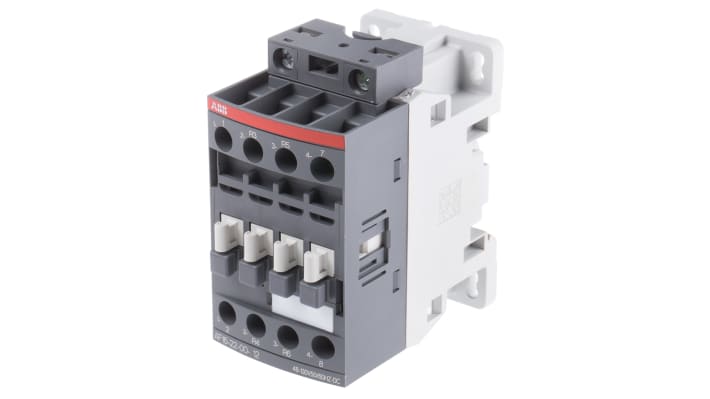 Contattore ABB 1SBL177501R1200 AF, 4 poli, 30 A, 7,5 kW, 110 V, dimensioni 45x80x77 mm, protezione transitori.