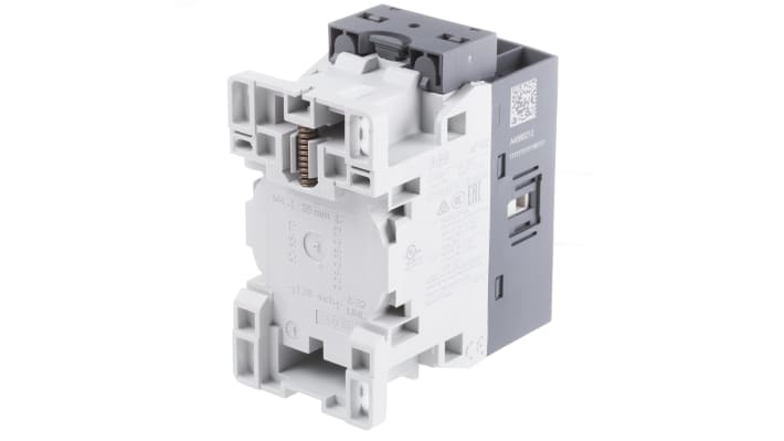 Contattore ABB 1SBL177501R1200 AF, 4 poli, 30 A, 7,5 kW, 110 V, dimensioni 45x80x77 mm, protezione transitori.