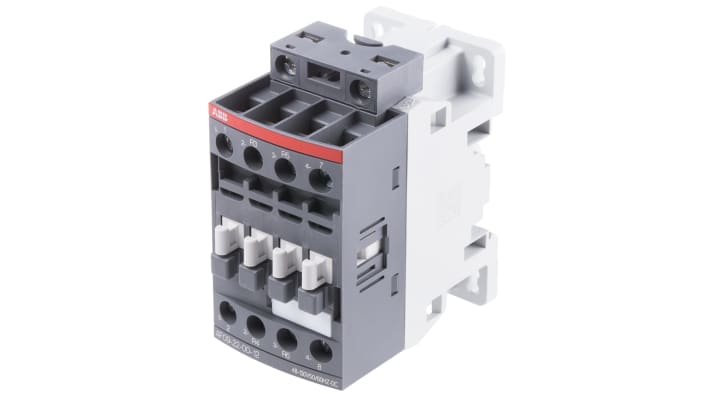 Contattore ABB 1SBL137501R1200, serie AF, 4 poli, 2NO+2NC, montaggio su guida DIN, dimensioni 80x45x77 mm.