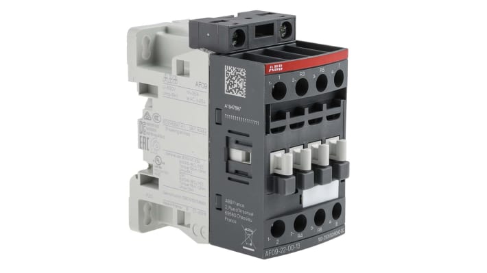 Contattore ABB 1SBL137501R1300 AF, 4 poli, 25 A, montaggio su guida DIN, dimensioni 86 x 45 x 77 mm, IP20.