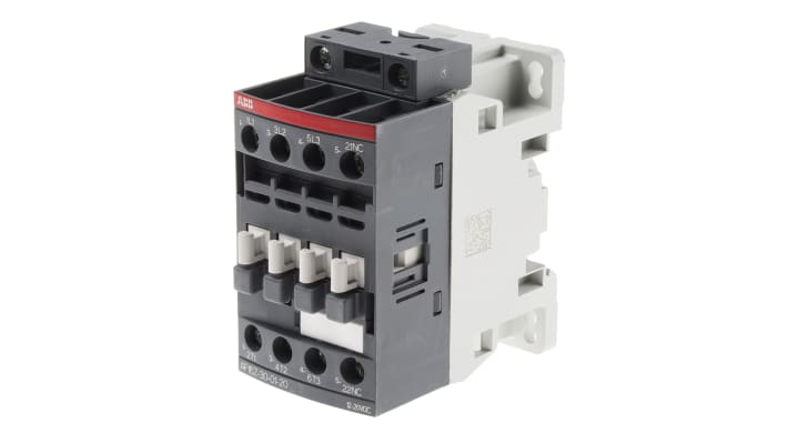 Contattore ABB 1SBL176001R2001 AF, 3 poli, 10,5 A, 7,5 kW, 12-20 V c.c., dimensioni 45x80x77 mm, conforme IEC.