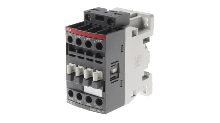 Relè contattore ABB 1SBH137001R1222 NF22E-12, 4 poli, 2 NO + 2 NC, bobina 110 V c.a., dimensioni 45x80x77 mm.