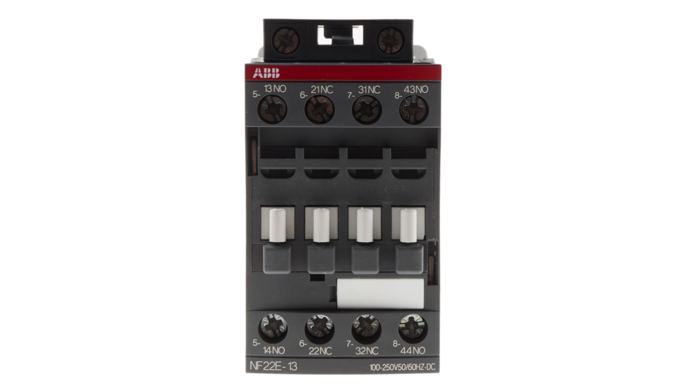 Relè contattore ABB 1SBH137001R1322 NF, 4 poli, 2 NO + 2 NC, 6 A, bobina 230 V, dimensioni 45x80x77 mm.