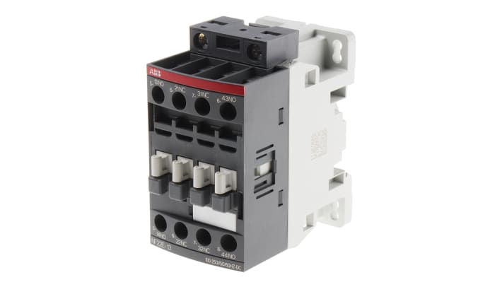 Relè contattore ABB 1SBH137001R1322 NF, 4 poli, 2 NO + 2 NC, 6 A, bobina 230 V, dimensioni 45x80x77 mm.