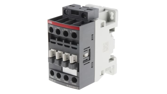 Relè contattore ABB 1SBH137001R1331 NF31E-13, 4 poli, 3NO + 1NC, 6 A, bobina 230 V, dimensioni 80x45x77 mm.