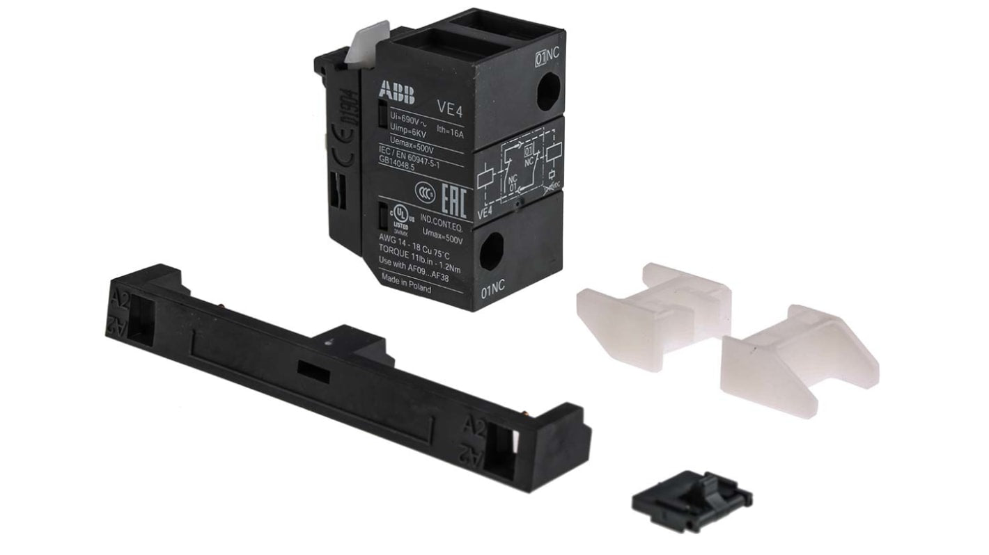 Interblocco contattore ABB 1SBN030111R1000 VEM4, DPST, 690 V, IP20, per serie AF09 e AF16, peso 350 g. Accessori inclusi.