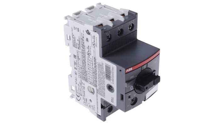 Interruttore automatico del motore ABB 1SAM350000R1011 MS132-16, 3 poli, corrente 10-16 A, montaggio su guida DIN, dimensioni 97,8x45x81,05 mm.