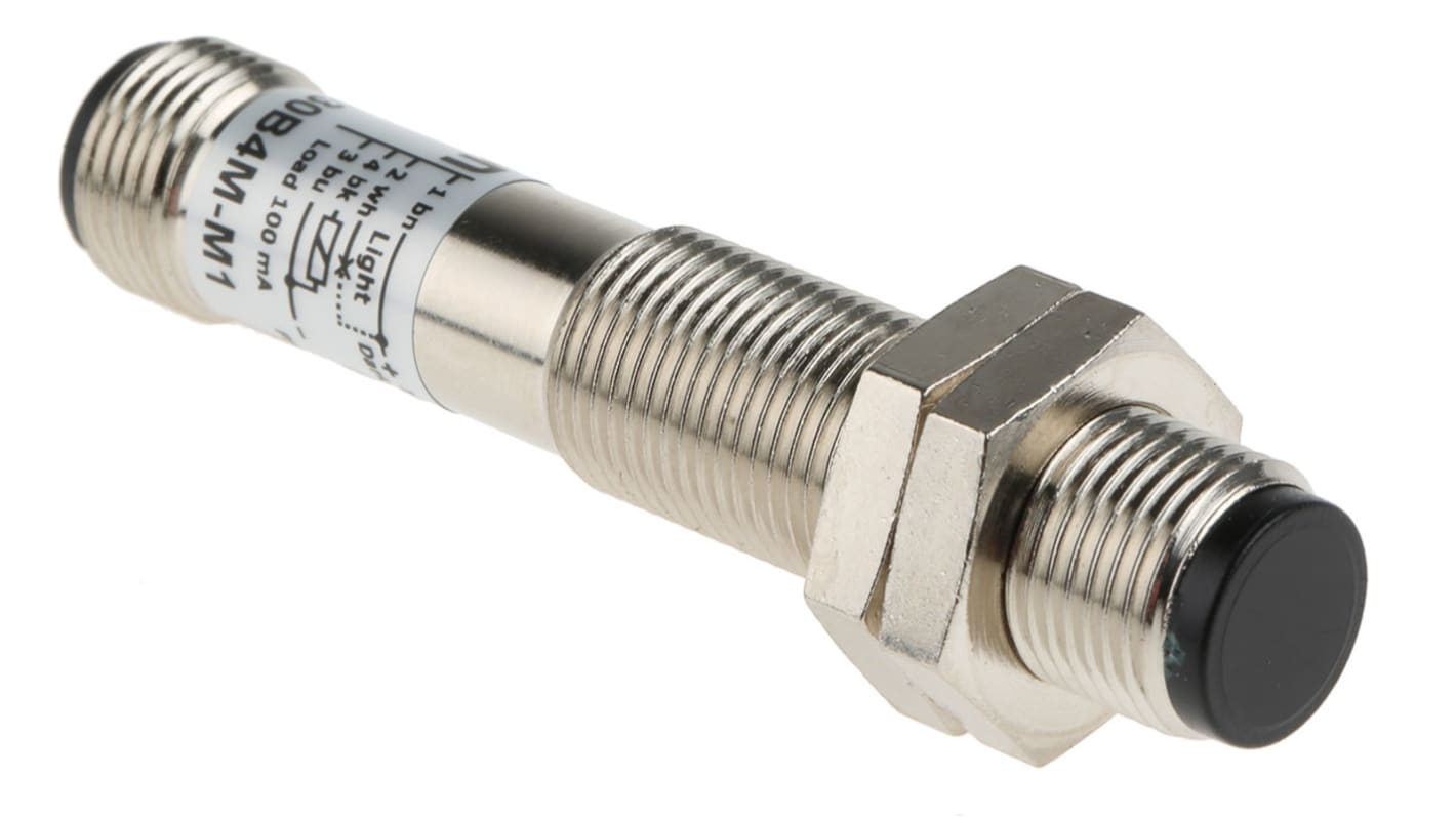 Sensore fotoelettrico cilindrico Omron E3H2-DS30B4M-M1, rilevamento 300 mm, uscita PNP, connettore M12, IP67.