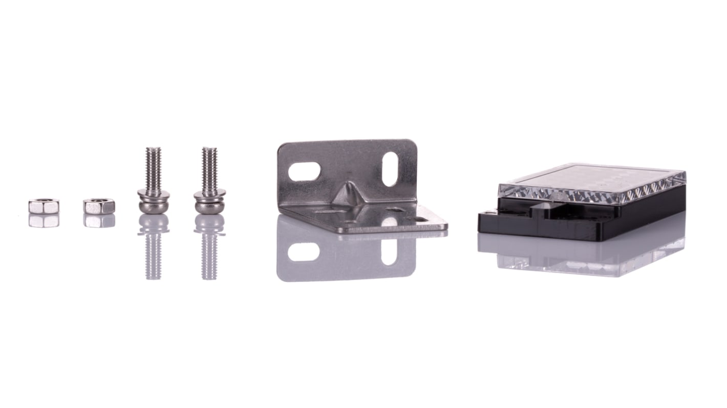 Riflettore Allen Bradley 92-93 per Serie 42KC, in acciaio inox 316L, IP69K, temperatura -25/+55°C, include staffa di montaggio e nastro riflettente.