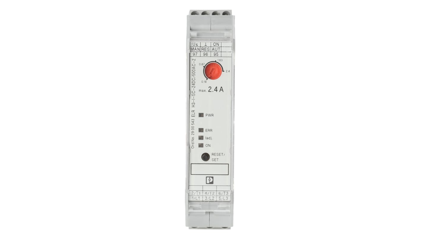 Starter per motore ibrido 3 fasi 1 kW 500 V c.a. IP20 - Phoenix Contact 2900543: approvazione ATEX, montaggio su guida DIN, spegnimento regolabile. Ideale per motori industriali.