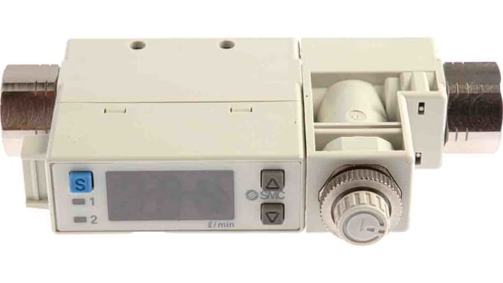SMC PFM710S-F01-F, regolatore di flusso compatto con display LED, flusso 0,2-10 l/min, alimentazione 24 V c.c.