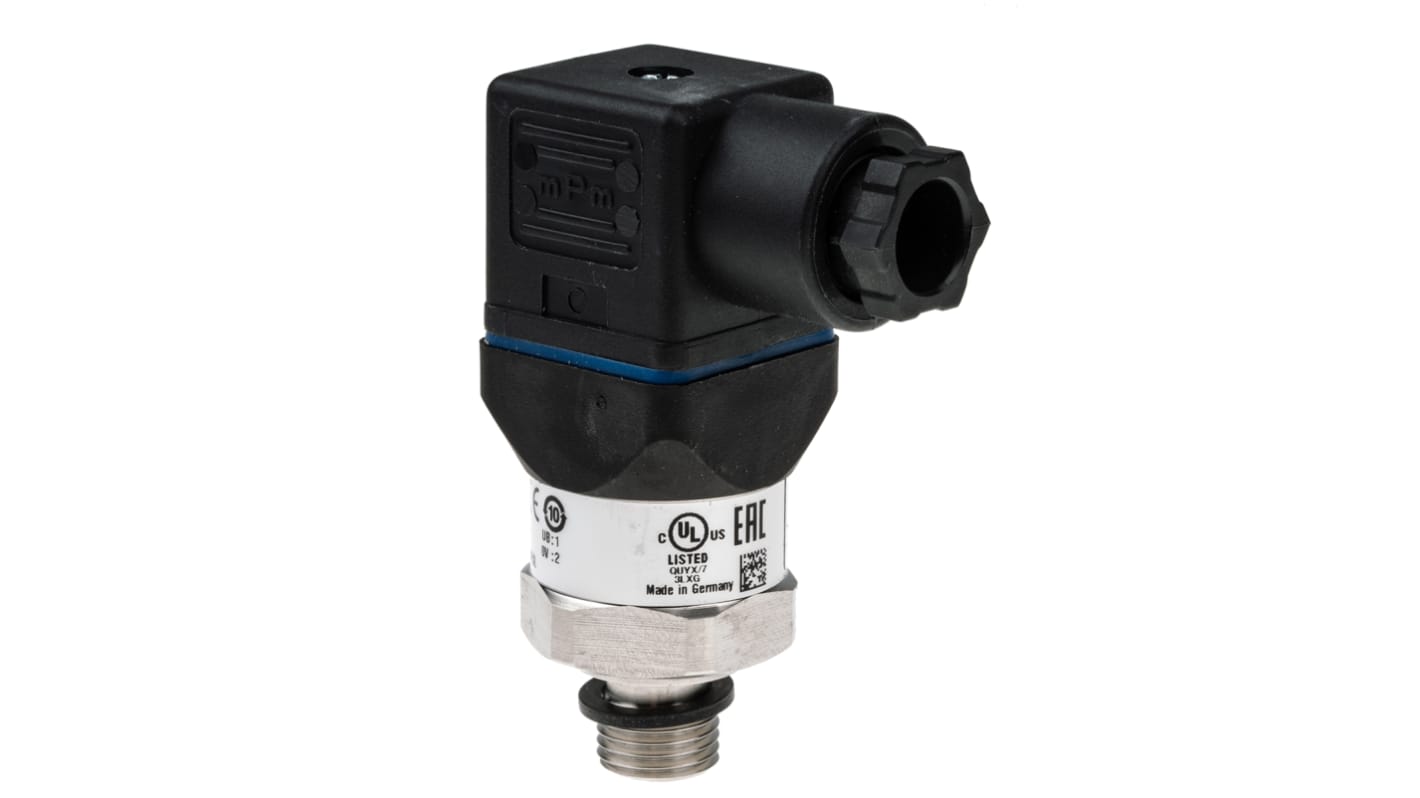 Trasmettitore di pressione WIKA 12719308, 25 bar max, compatto, uscita 4-20 mA, acciaio inox, temperatura 0-80 °C.