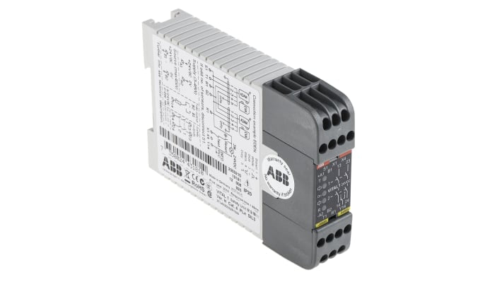 Relè di sicurezza ABB Vital 24V cc, 2 contatti, categoria di sicurezza 4, dimensioni 84 mm x 120 mm x 22,5 mm, IP40.