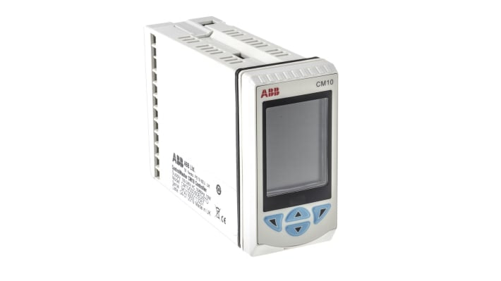 Controllore di processo ABB CM10/000S0E0/STD, alimentazione 100-240 V, montaggio su guida DIN, dimensioni 97 x 50 mm.