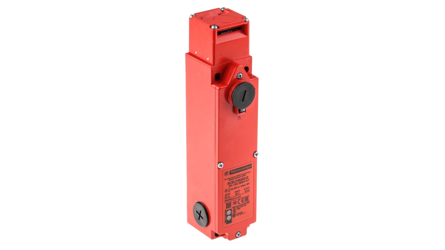 Interruttore di interblocco a solenoide Telemecanique Sensors XCSLF2525312, 24V, IP66/IP67, corpo in metallo, dimensioni 205x51x43.5mm.