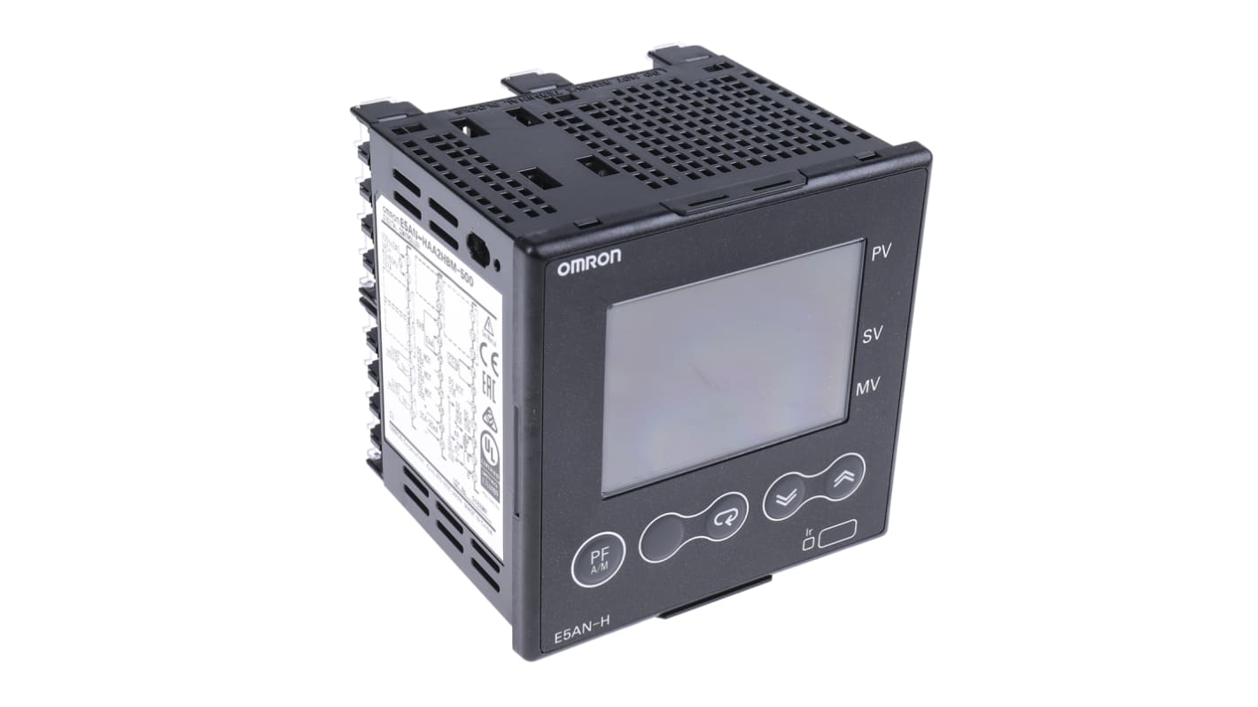 Termoregolatore PID Omron E5AN-HAA2HBM-500, 100-240 V, 96 x 96 mm, montaggio a pannello, display 5 cifre, operatività -10/+55 °C.