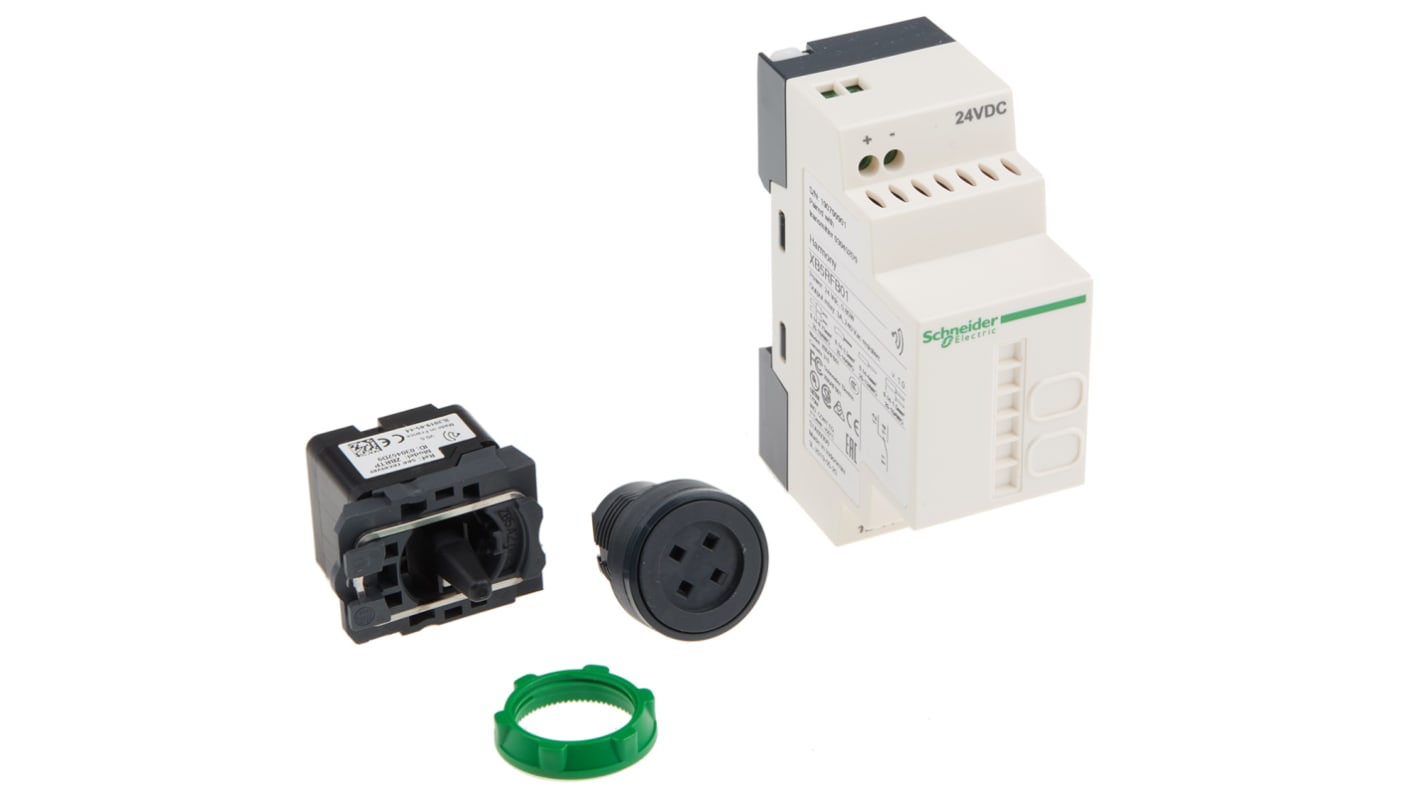 Pulsante montaggio a pannello Schneider Electric XB5RFB01, non illuminato, 22 mm, 24 V c.c., installazione semplice con morsetto a vite.