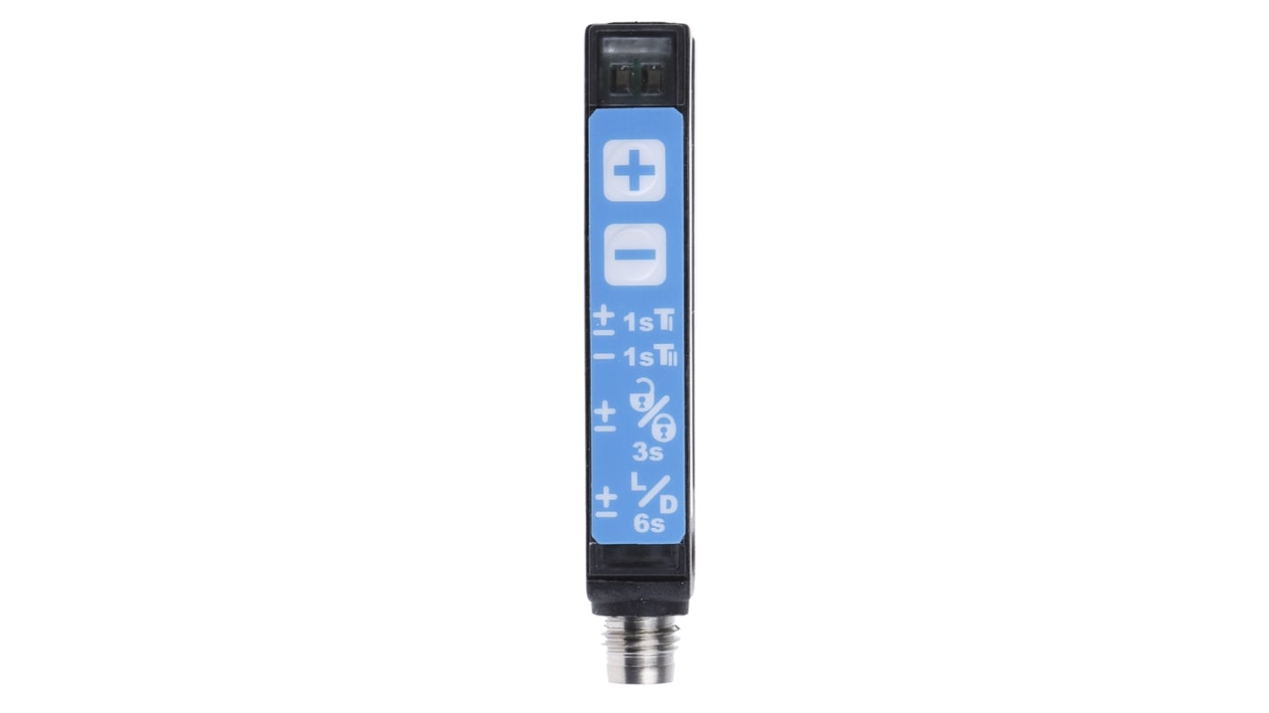 Sensore a forcella Sick WFS3-40N415 per etichette, rilevamento a 3 mm, uscita NPN, grado di protezione IP65.