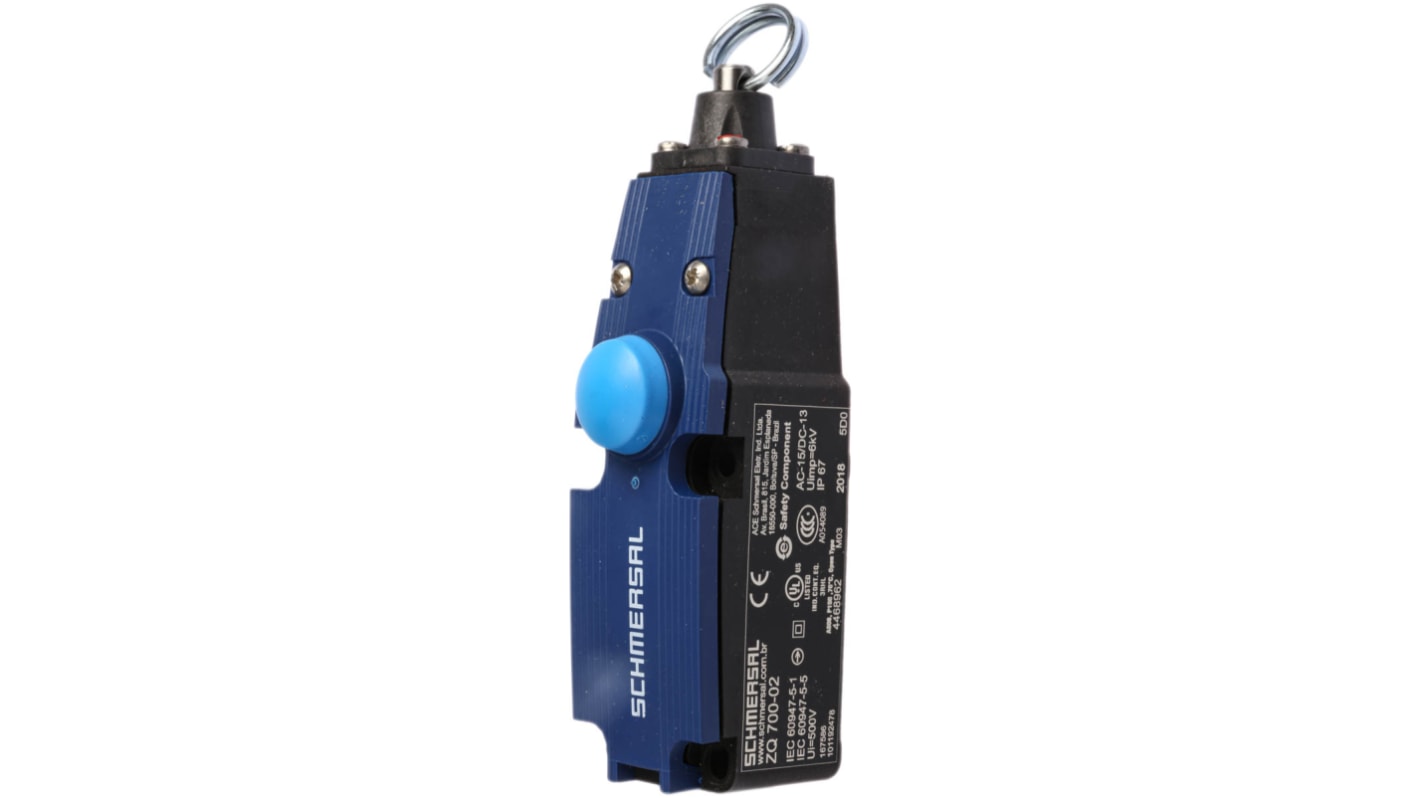 Interruttore a filo Schmersal ZQ 700-02, 2NC, montaggio Diritto, IP67, dimensioni 160 x 40.5 x 50.9 mm, per impianti industriali.