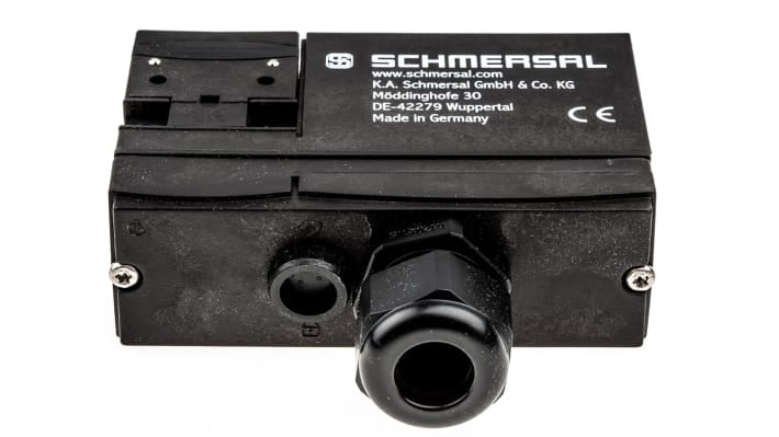 Interruttore di interblocco a solenoide Schmersal AZM 170-11ZRKA, 24V, IP67, dimensioni 30x90x84mm, funzione Power to Lock.