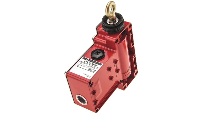 Interruttore a fune Telemecanique Sensors XY2CE1A296, 2NA 2NC, cavo 50m, montaggio destro, IP65, dimensioni 142x229x105mm.