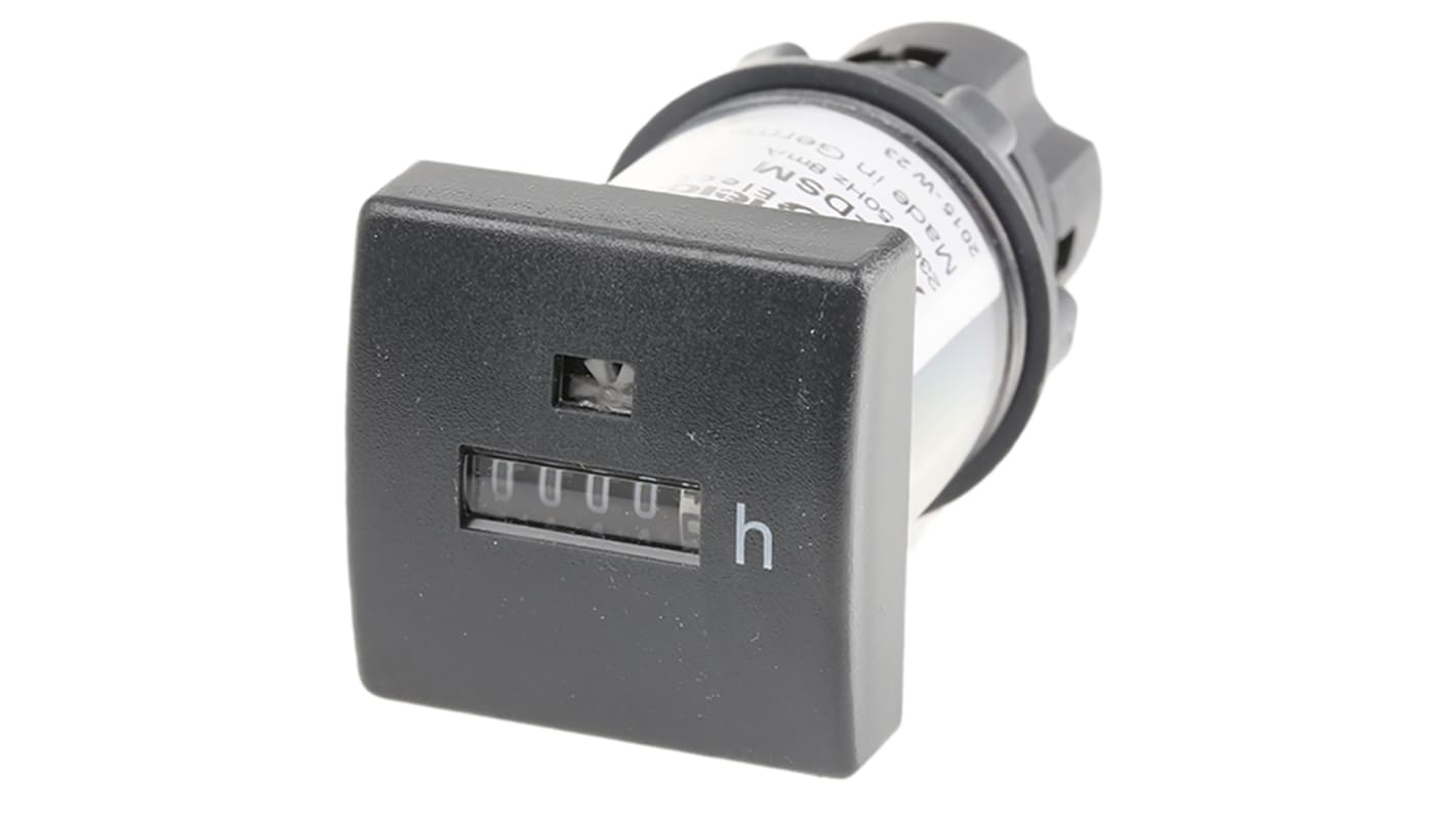 Contatore meccanico Schneider Electric XB5DSM, display analogico 5 cifre, montaggio a filo, IP66, temperatura -25/+70 °C.