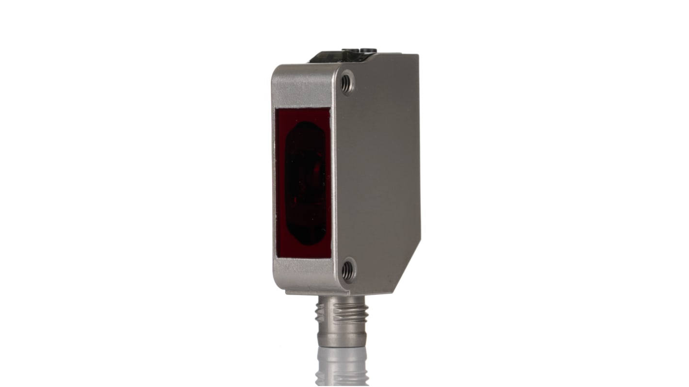 Sensore fotoelettrico Omron E3ZM-B86T a retroriflessione, rilevamento 100-500 mm, custodia in acciaio inox, montaggio a flangia.