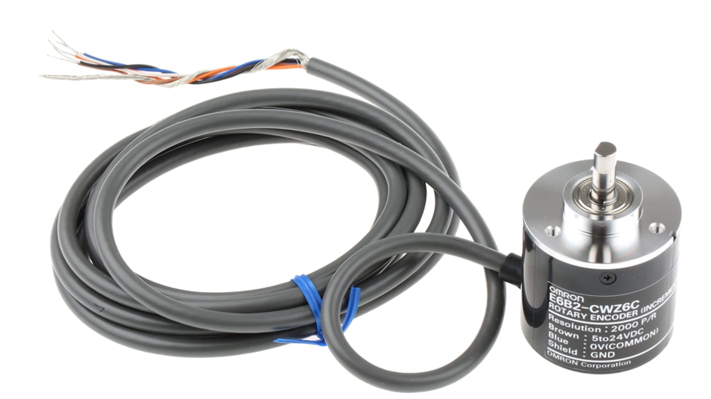 Encoder incrementale NPN Omron E6B2-CWZ6C, 2000 impulsi/giro, diametro albero 6 mm, altezza 59 mm, IP50.