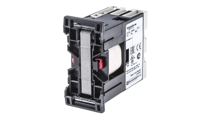 Contattore Schneider Electric CA3SK11BD, 1 NO + 1 NC, 10 A, montaggio su guida DIN, dimensioni 56x27x55.5 mm.