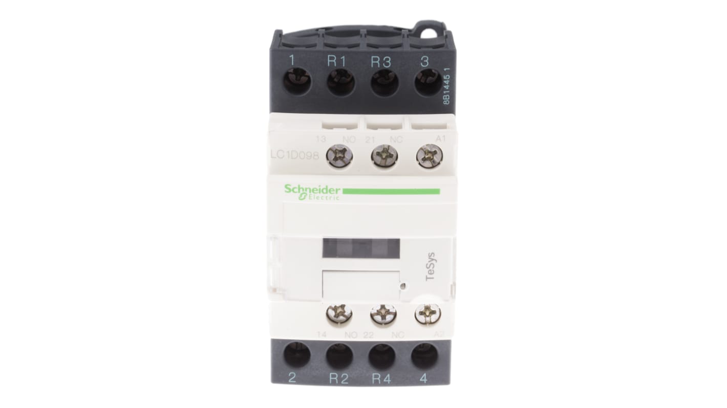 Contattore Schneider Electric LC1D098U7, 4 poli, 9 A, 230 V, montaggio a pannello, dimensioni 85x45x92 mm, grado di protezione IP20.