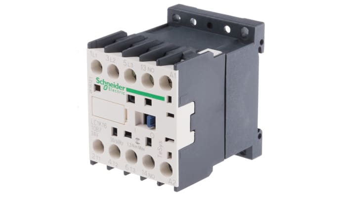 Contattore Schneider Electric LC1K1610B7, 3 poli, 16 A, bobina 24 V c.a. per carichi ad alta corrente. Affidabile e di qualità per applicazioni industriali.