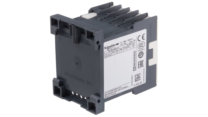 Contattore Schneider Electric LC1K1610M7, 3 poli, 16 A, bobina 220 V c.a., dimensioni 45x58x57 mm, terminali a vite.