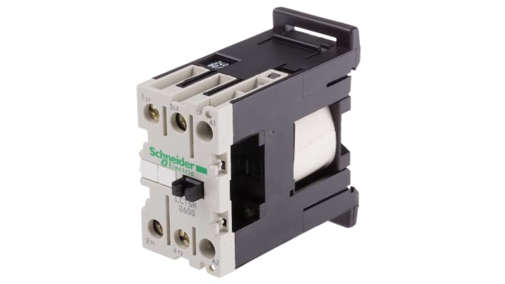 Contattore Schneider Electric LC1SK0600U7, 2 poli, 2 NA, corrente 6 A, montaggio su guida DIN, dimensioni 27x56x55.5 mm.