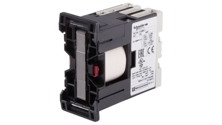 Contattore Schneider Electric LC1SK0600U7, 2 poli, 2 NA, corrente 6 A, montaggio su guida DIN, dimensioni 27x56x55.5 mm.
