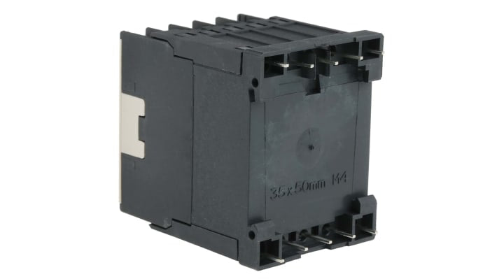 Contattore 4 poli Schneider Electric LP1K090085MD, 20 A, 230 V cc, montaggio su guida DIN, dimensioni 45x58x57 mm.