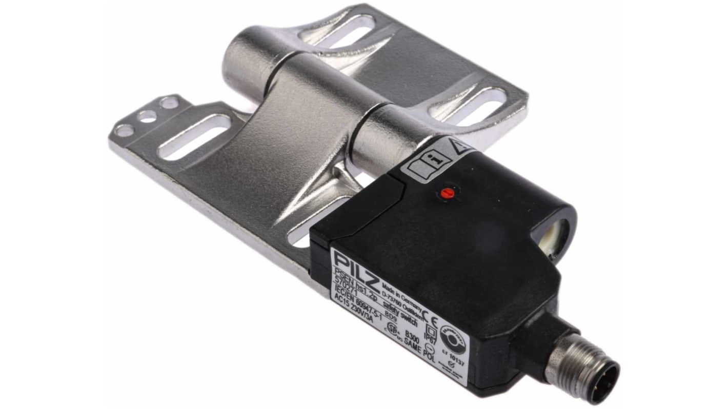 Interruttore di sicurezza a cerniera Pilz PSENhinge, 2NC, grado di protezione IP67, montaggio su profili con fissaggio a scanalatura.