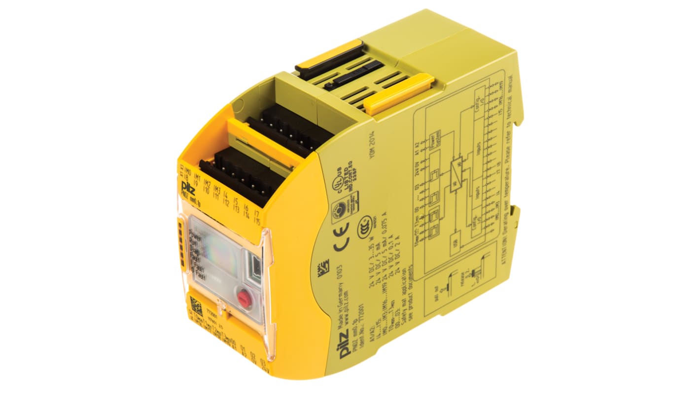 Controller di sicurezza Pilz 772001 PNOZmulti Mini, 12 ingressi, 4 uscite sicure, dimensioni 100 x 45 x 120 mm, alimentazione 24 V c.c.