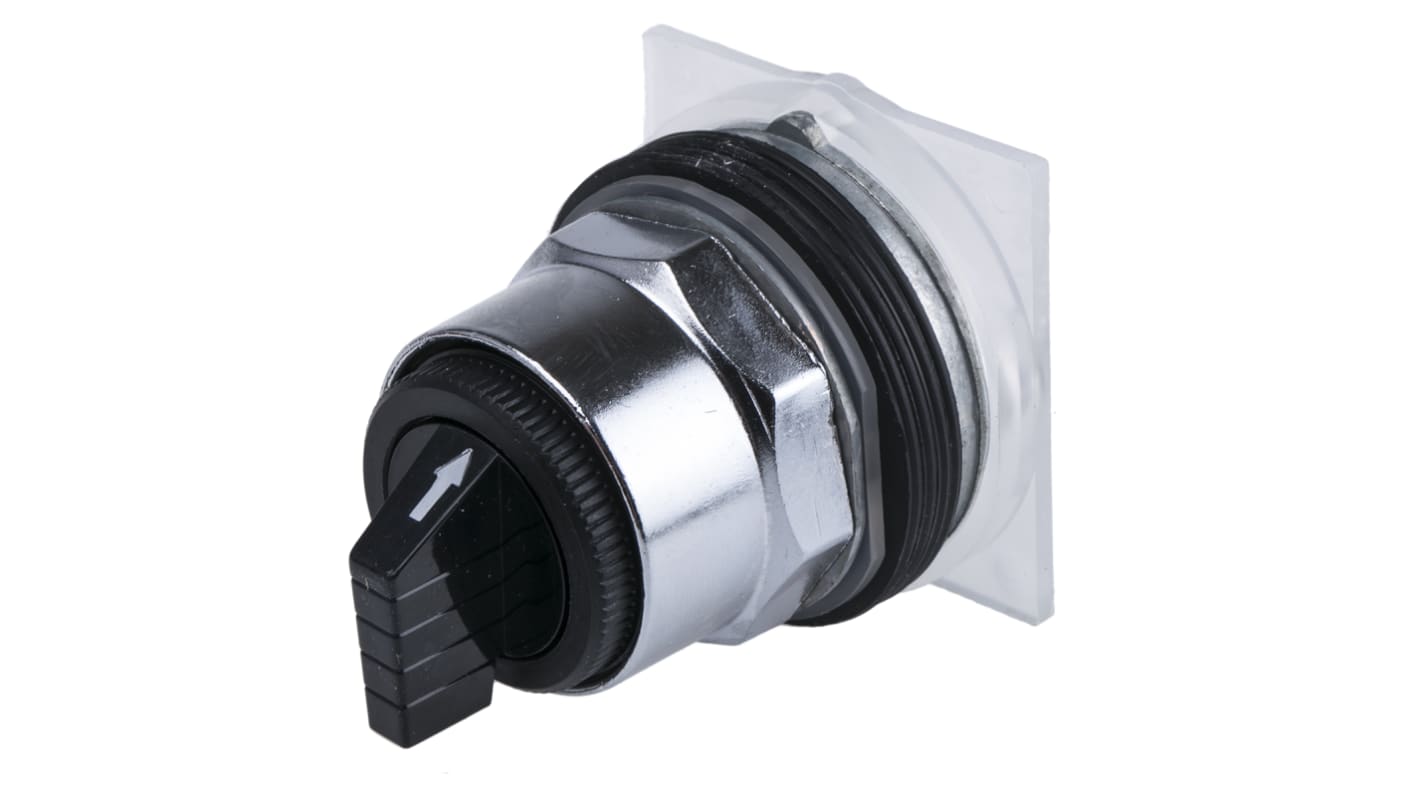 Selettore a 3 posizioni Schneider Electric 9001KS53B, diametro foro 30mm, costruzione in metallo, impugnatura standard.